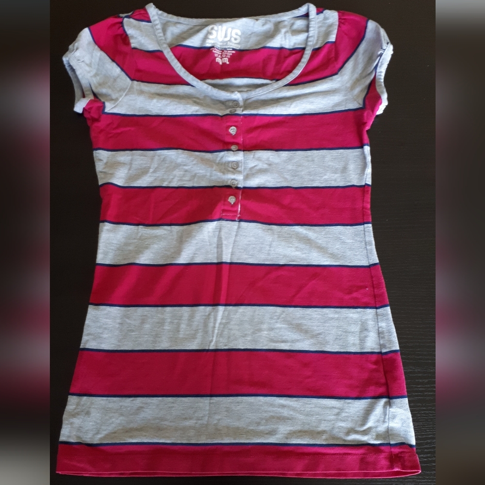 Short Sleeve Shirt Streetwear Society Brand Size Medium Pink and Gray